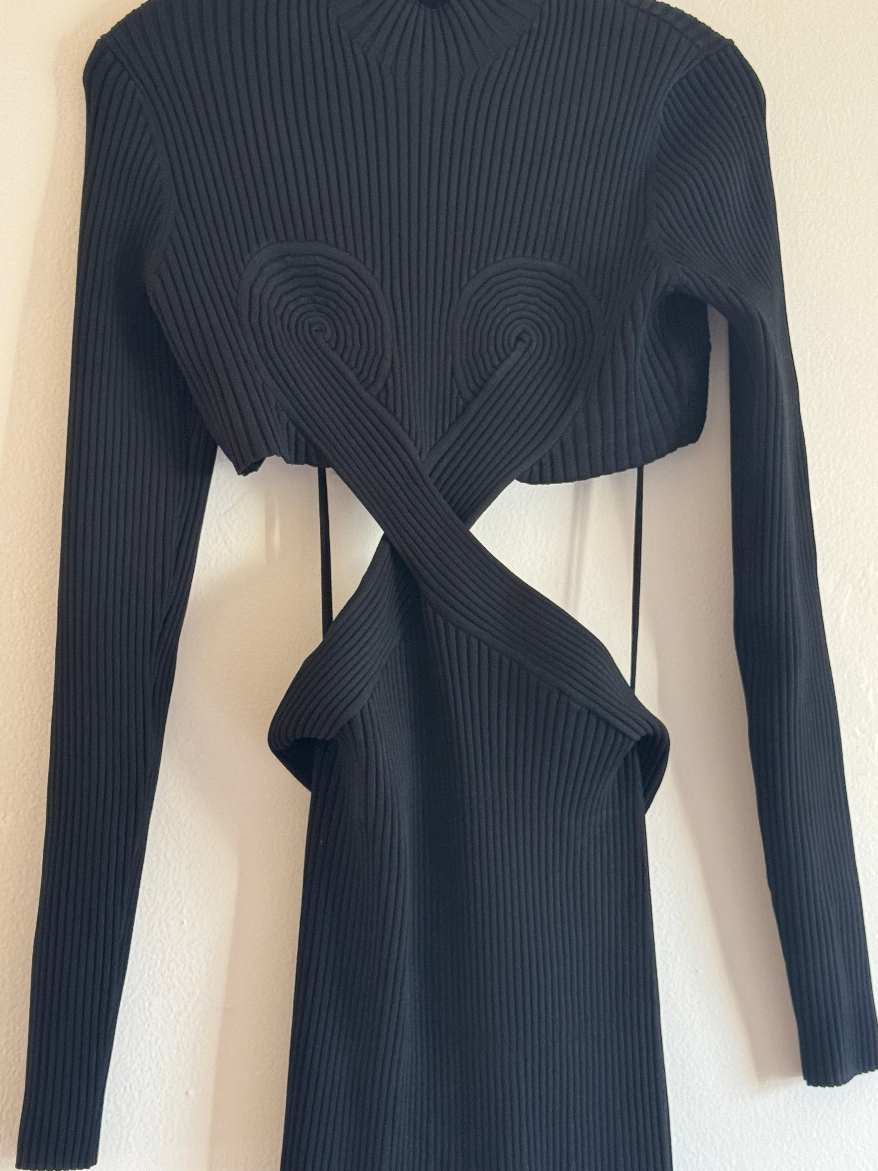 Cut Out Knit Dress with Swirl Bust