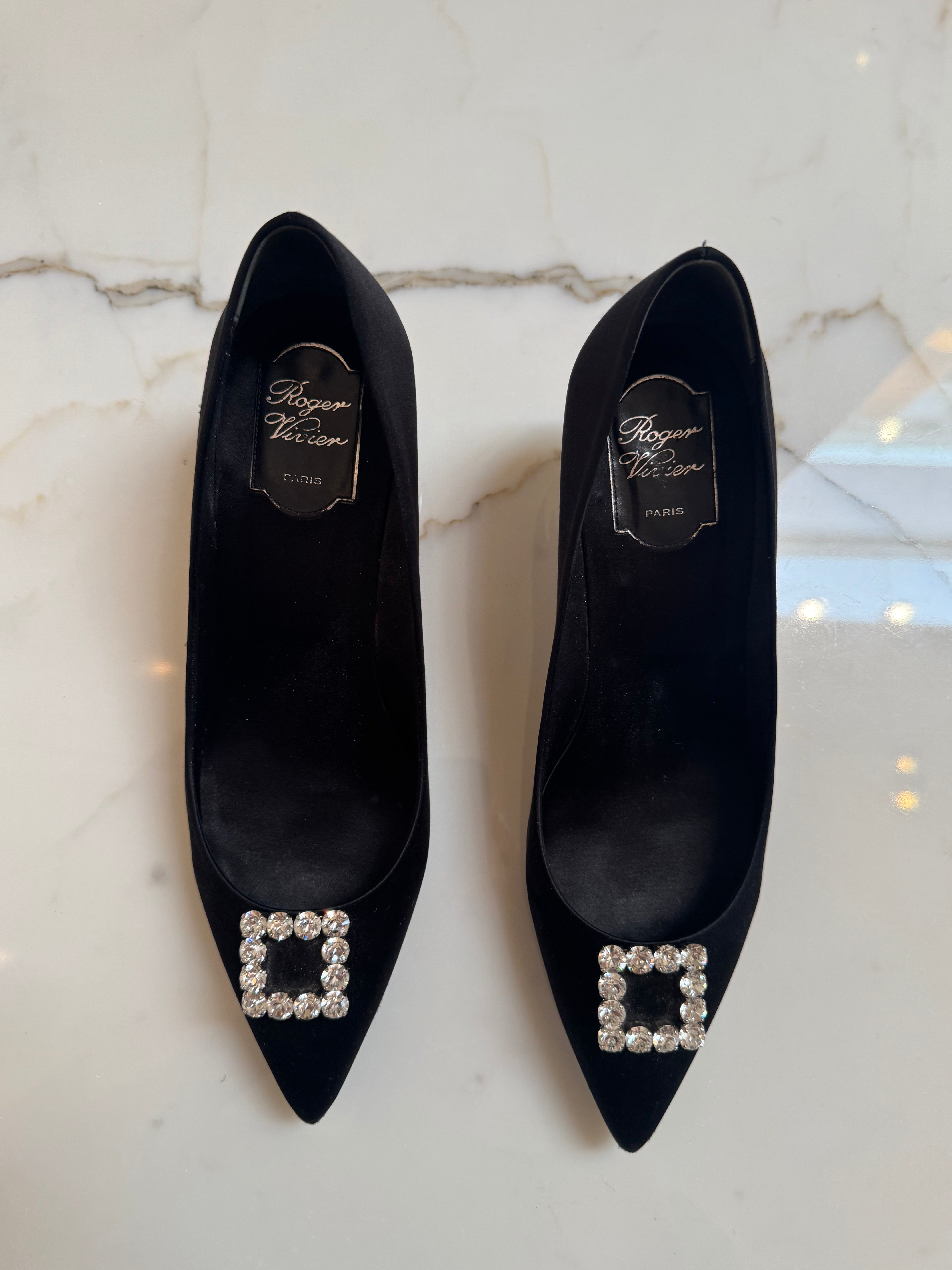 Black Satin with Rhinestone Buckle (39)