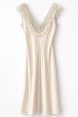 Cream Silk and Lace 1940s Slip