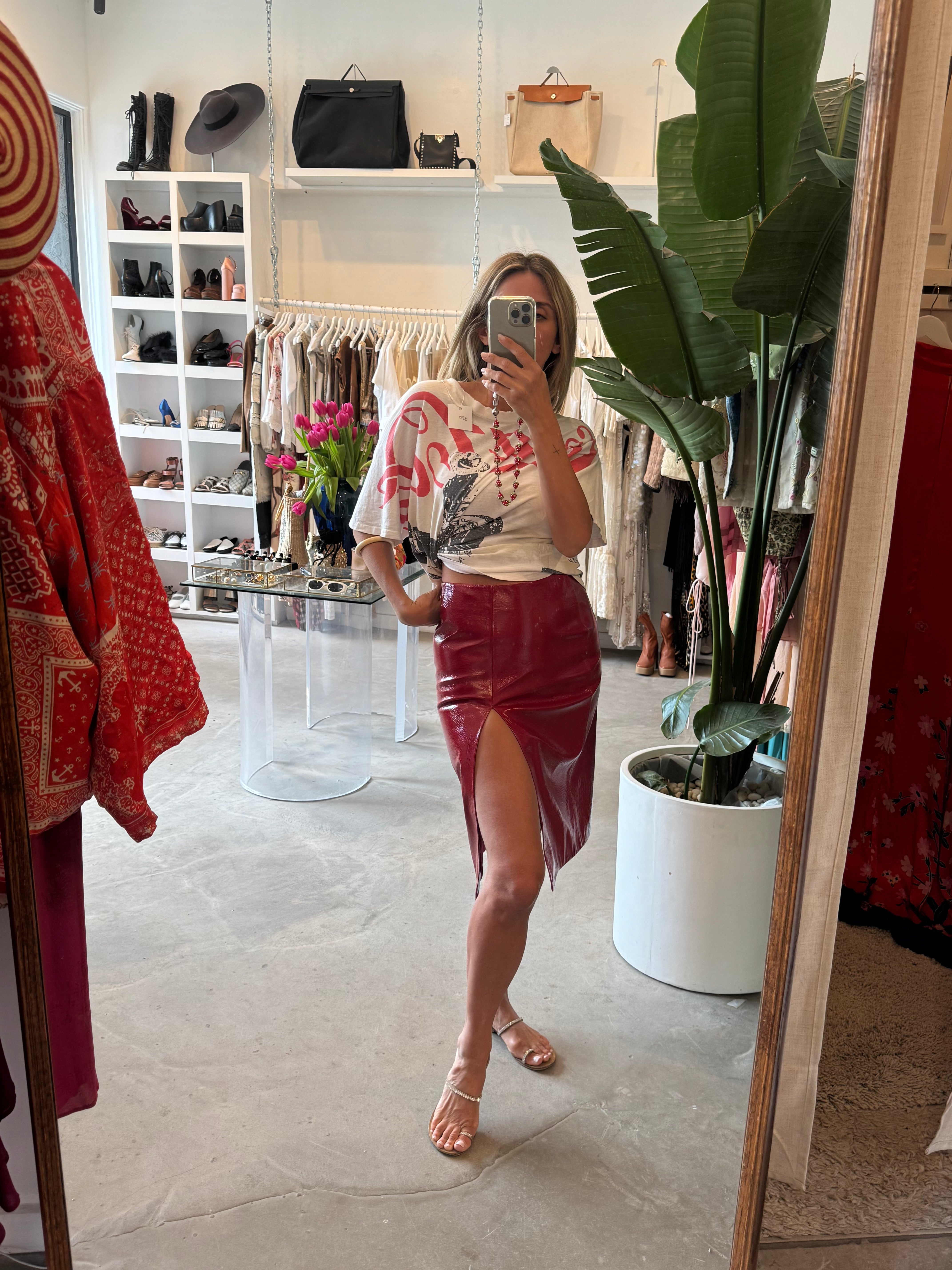 Red Pleather Skirt