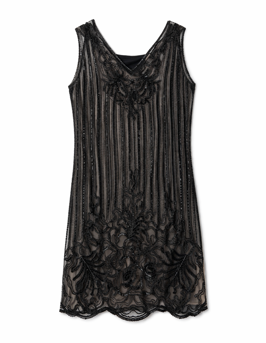 Black Beaded Sheer Gown