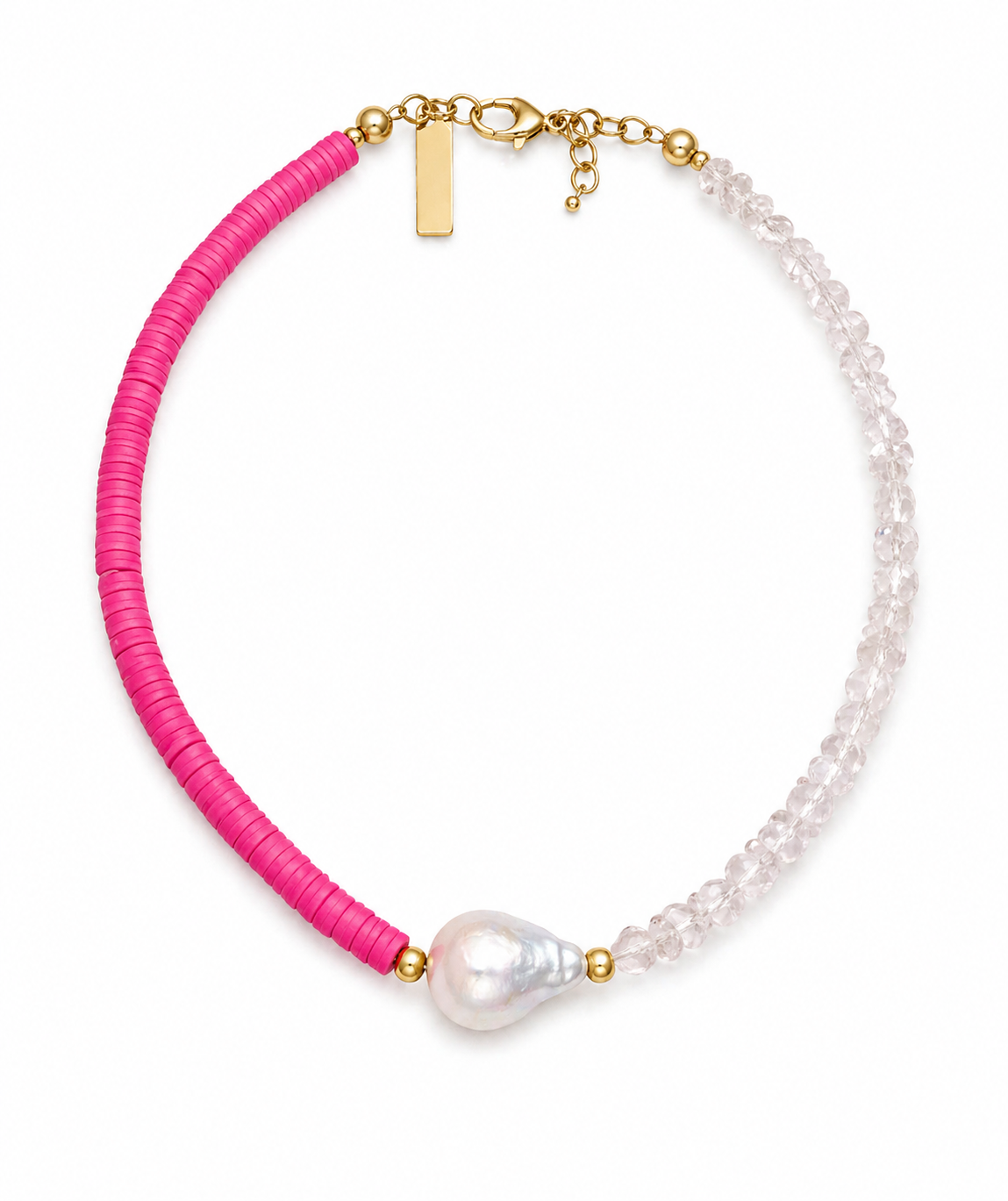 Pink, Pearl and Clear Quartz Necklace