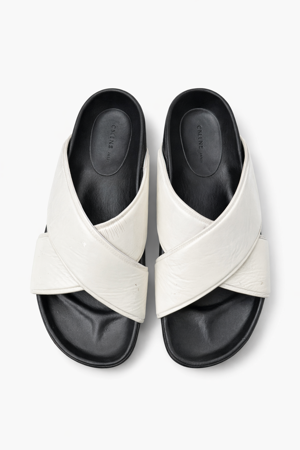White Patent Slides