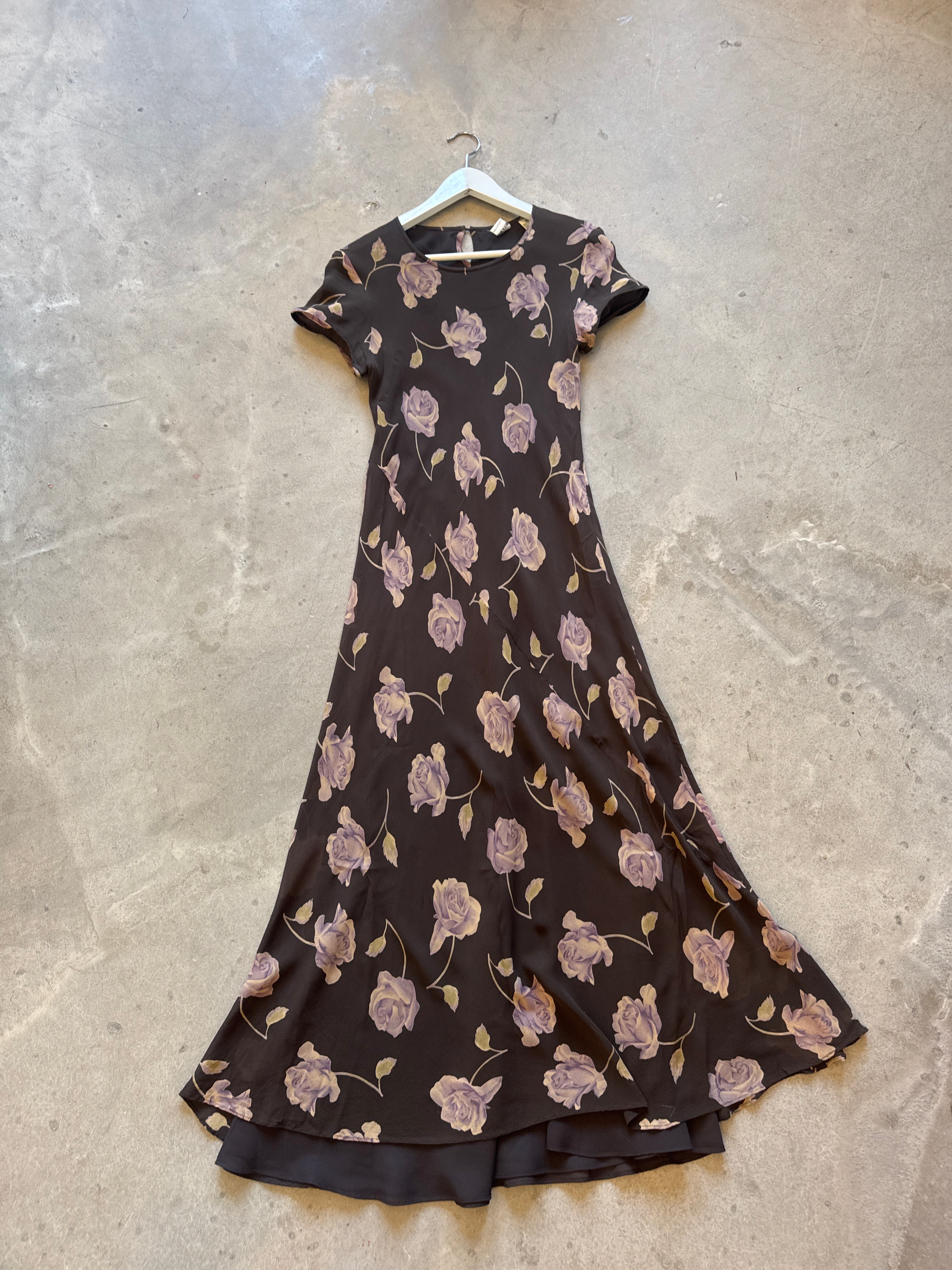 Purple Rose and Chocolate Silk Dress
