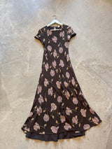 Purple Rose and Chocolate Silk Dress