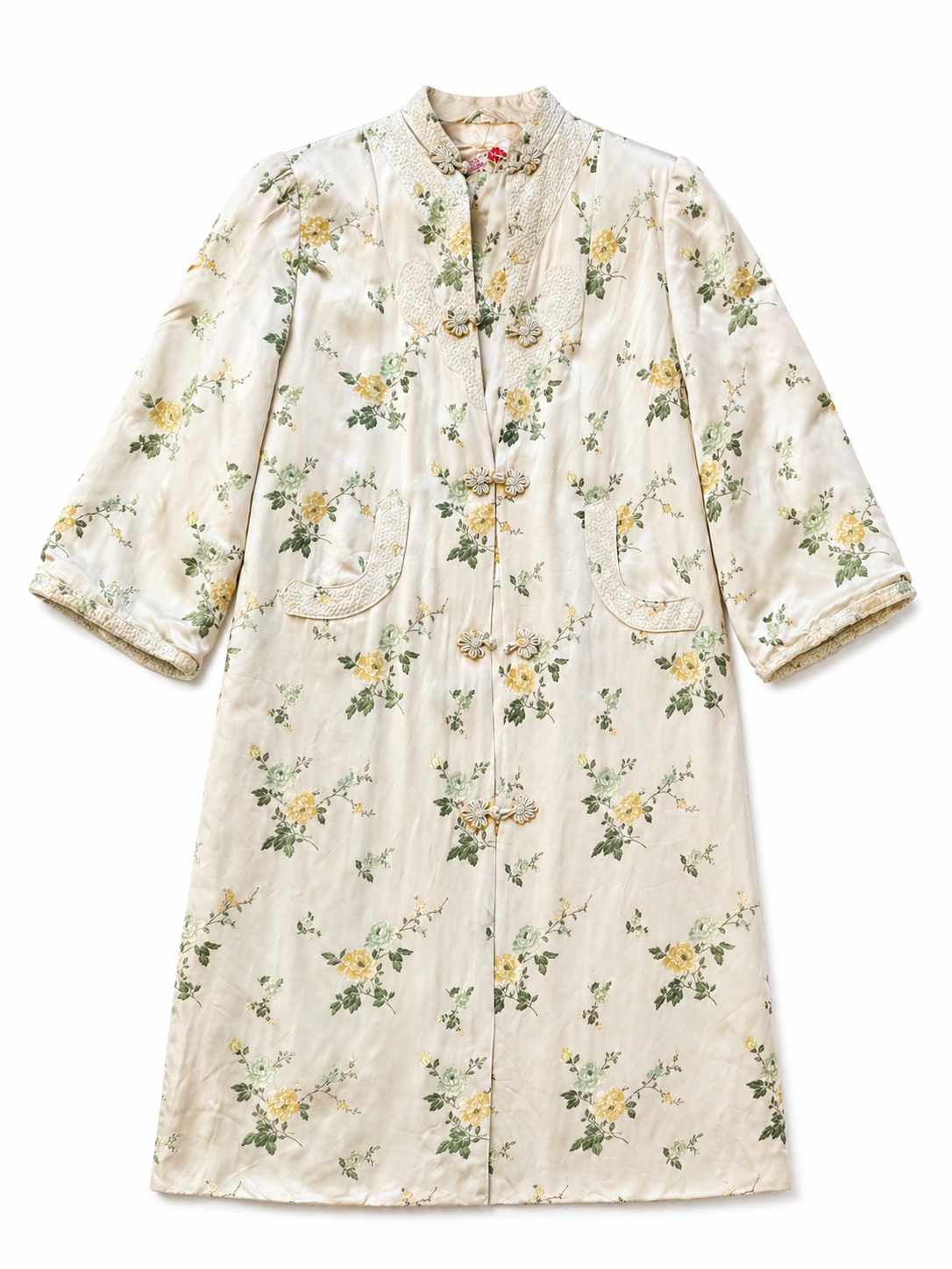 Silver Blue Rose Print Silk Jacket