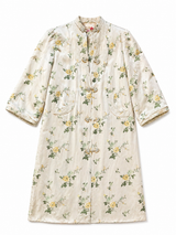 Silver Blue Rose Print Silk Jacket
