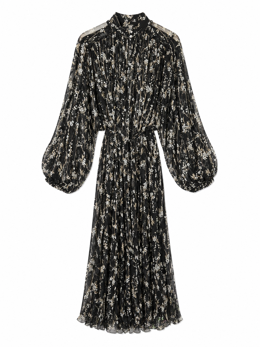 Chiffon Black and Cream Floral Dress