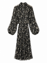 Chiffon Black and Cream Floral Dress