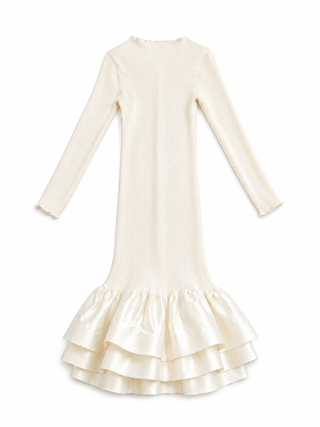 White Oragami Long Dress with Ruffles