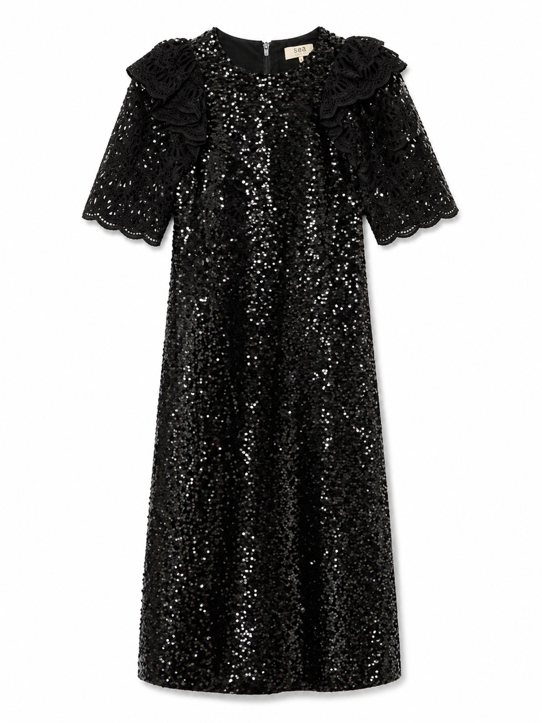 Sea Glitter Dress with Lace