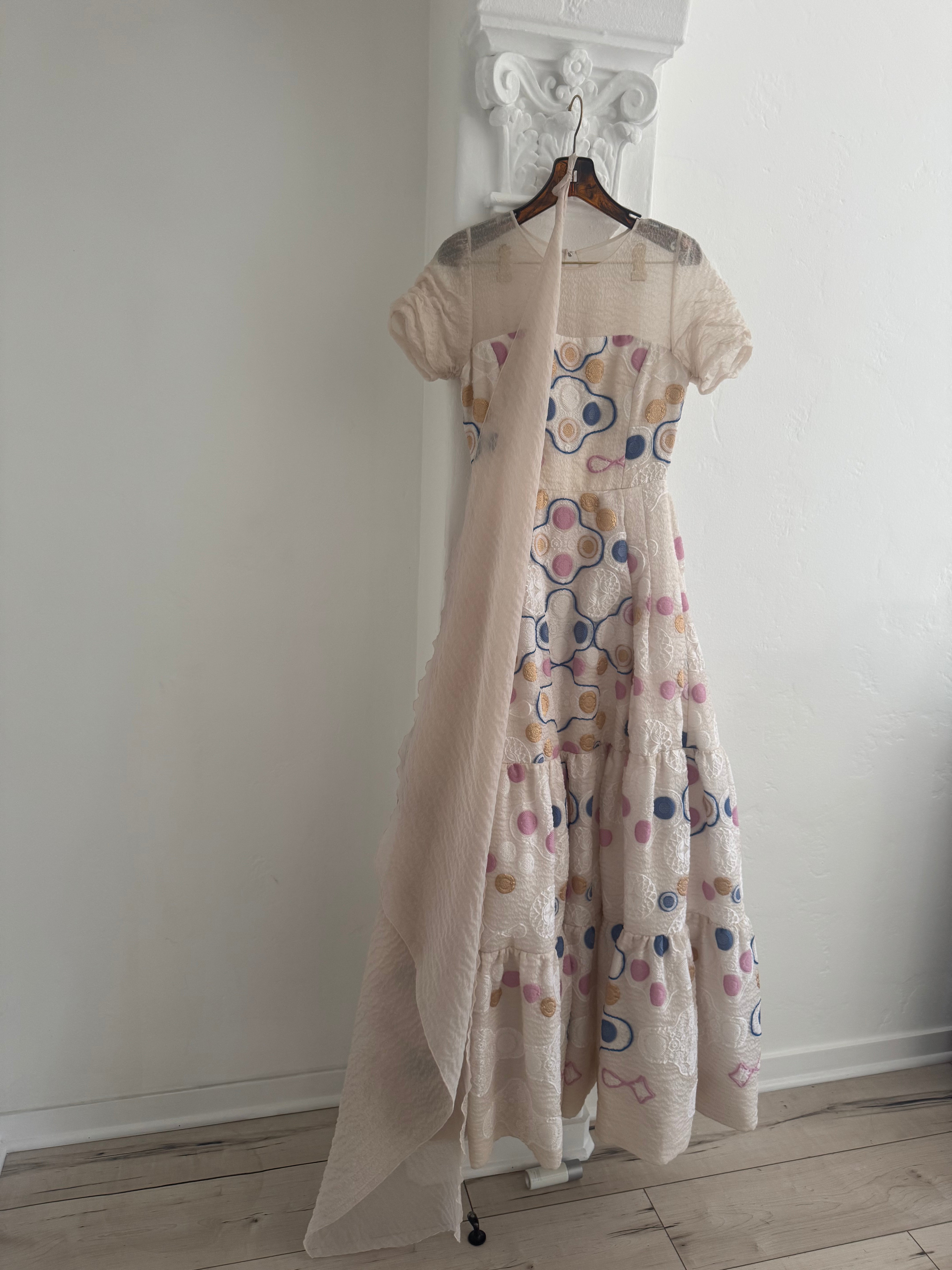 Embroidered Tulle Maxi Dress