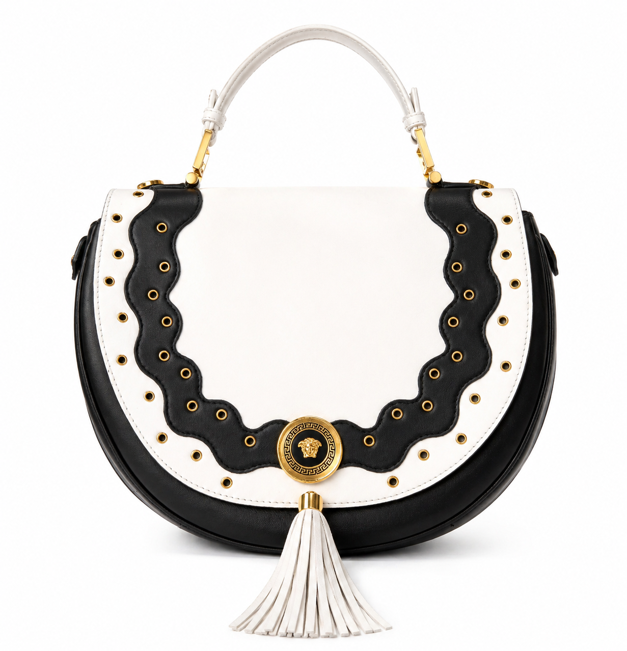 Black and White Purse with Tassles