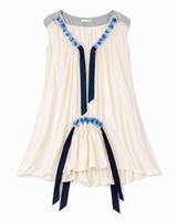 White Mini Dress with Blue Ribbon