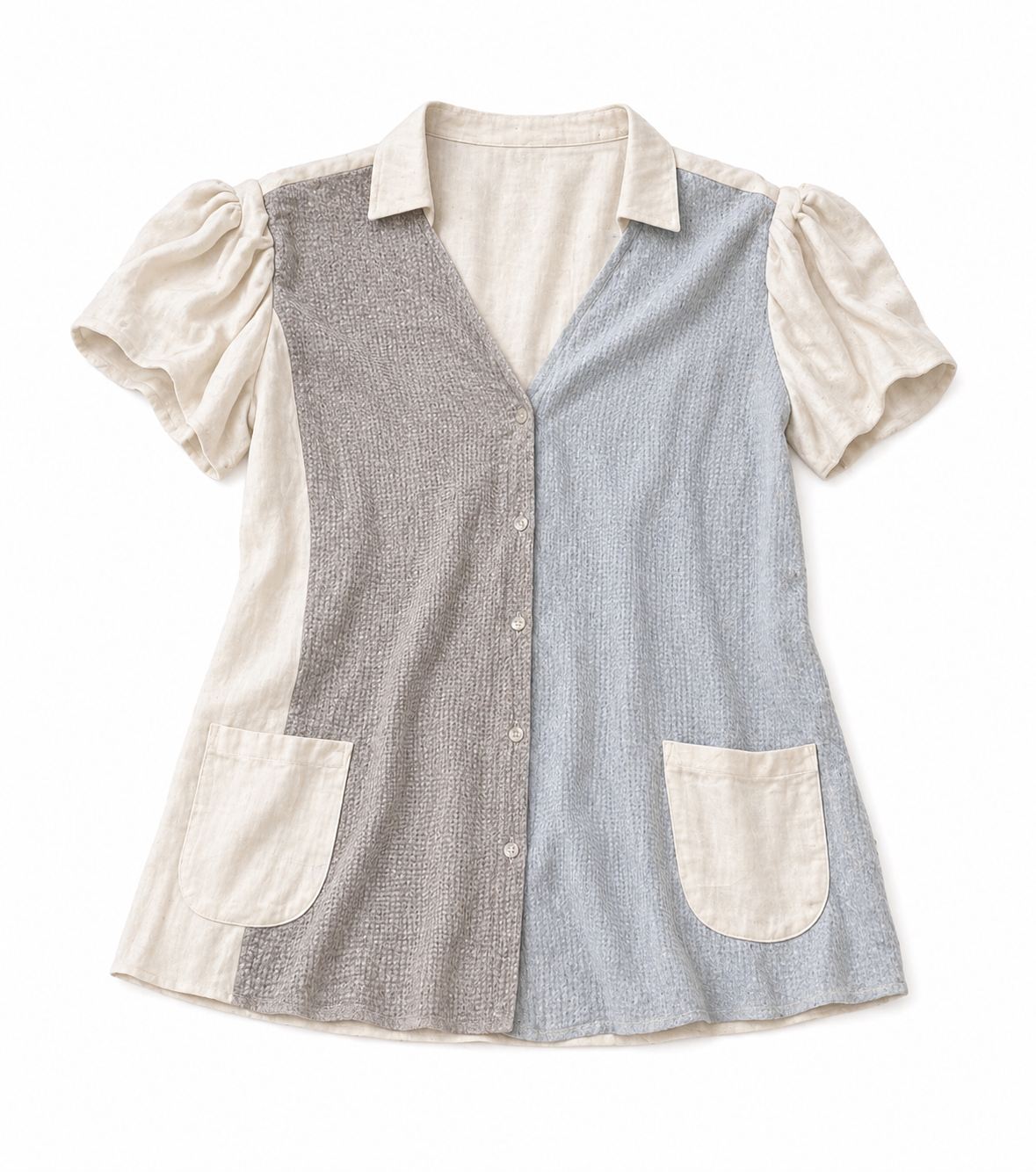 Grey Button-Up Mini Dress