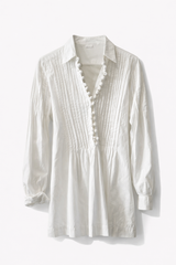 Tunic with fabric buttons