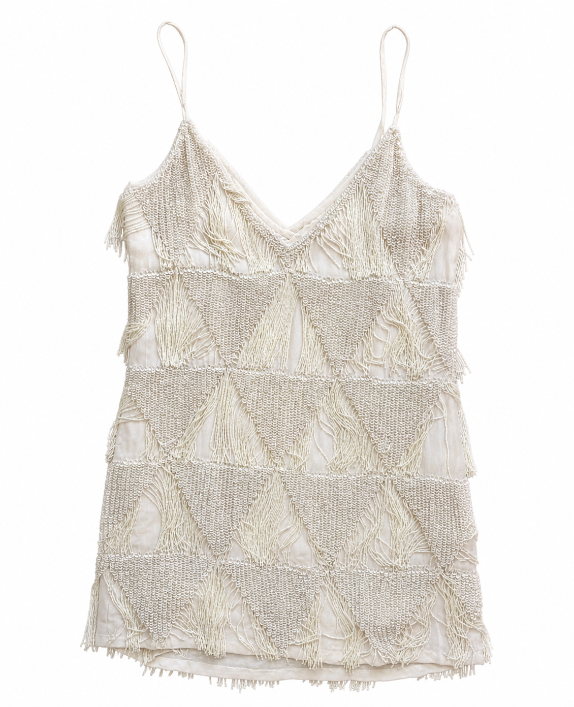 White Beaded Fringe Mini Dress