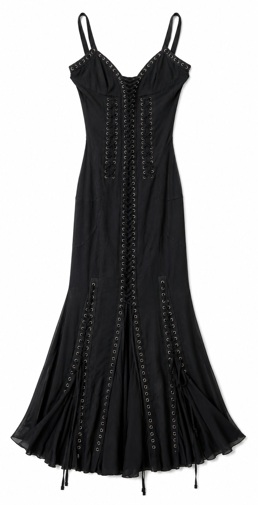 Vintage Dolce & Gabbana Lace-Up Black Midi Dress