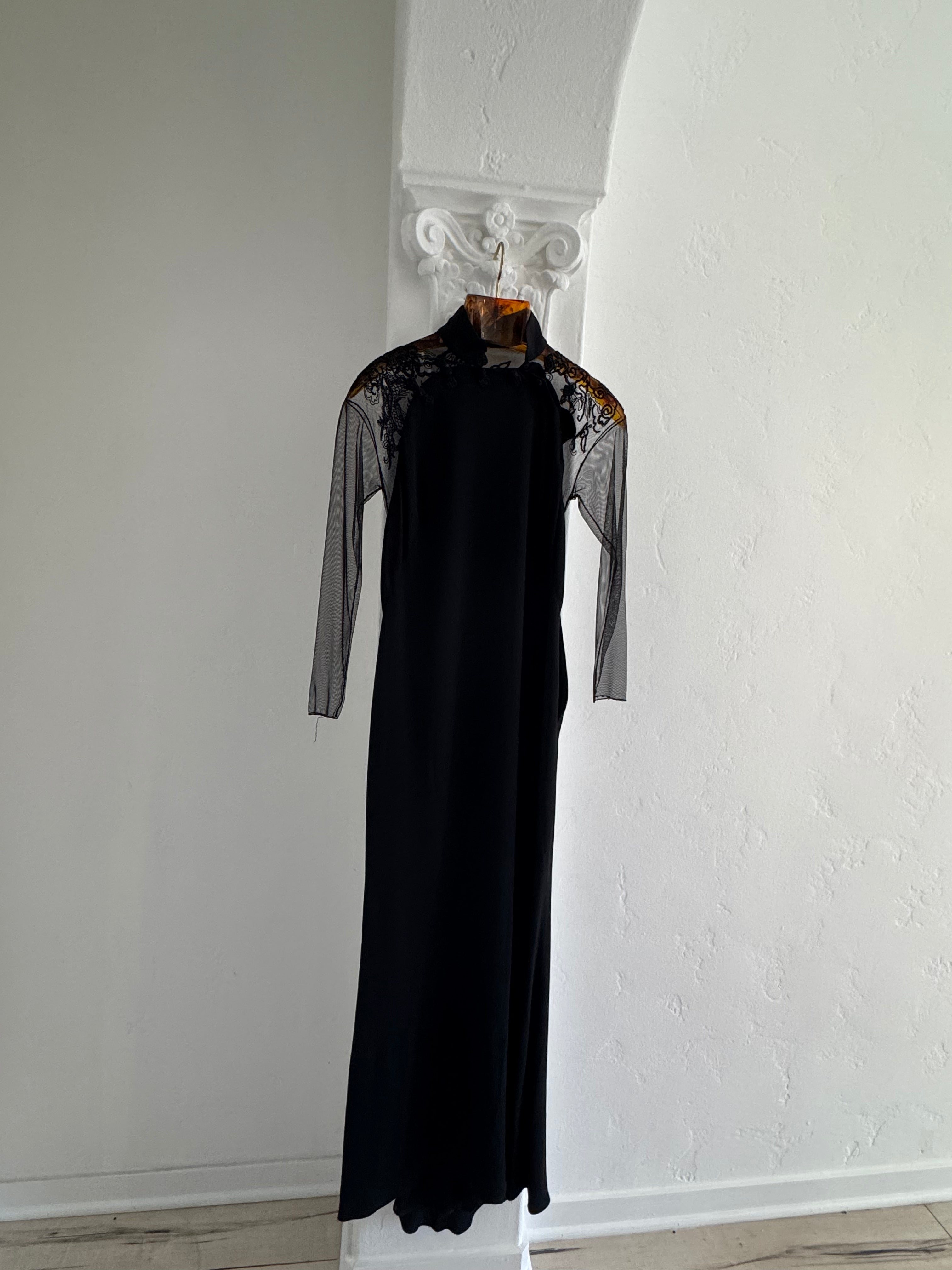 Long Gown with Mesh and Sequins