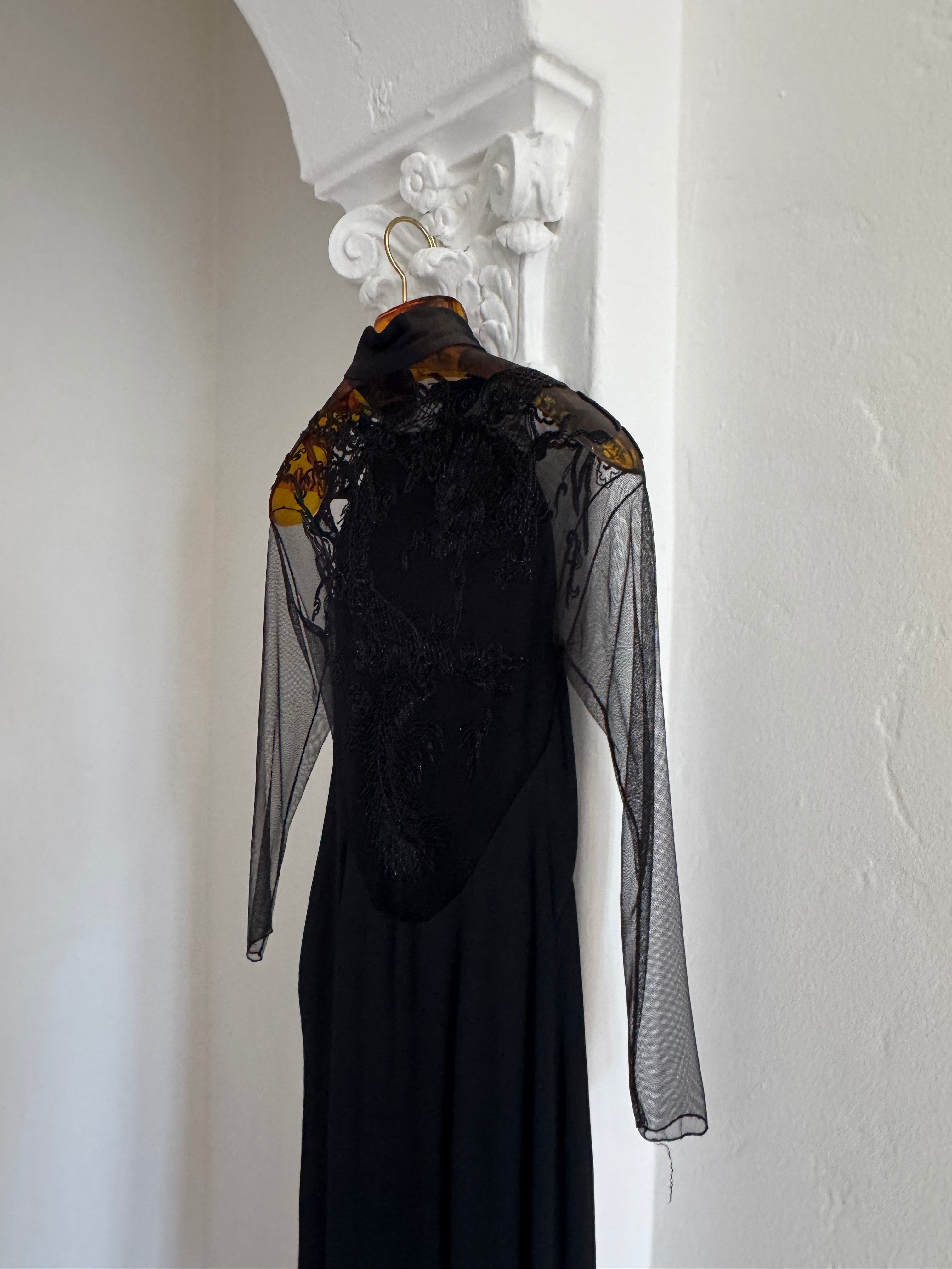 Long Gown with Mesh and Sequins