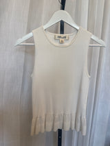 Ribbed White Tank with Ruffles