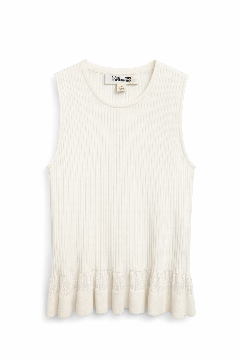 Ribbed White Tank with Ruffles