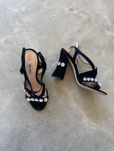 Crystal and Suede Heels