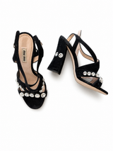 Crystal and Suede Heels