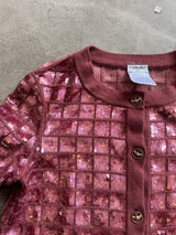 Chanel Spring 2008 Mauve Sequin Cashmere Cardigan