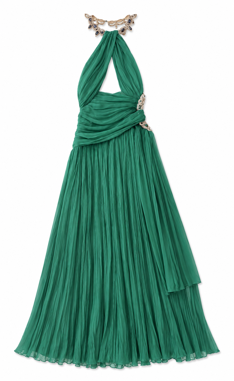 Moschino Green Pleated Maxi Dress