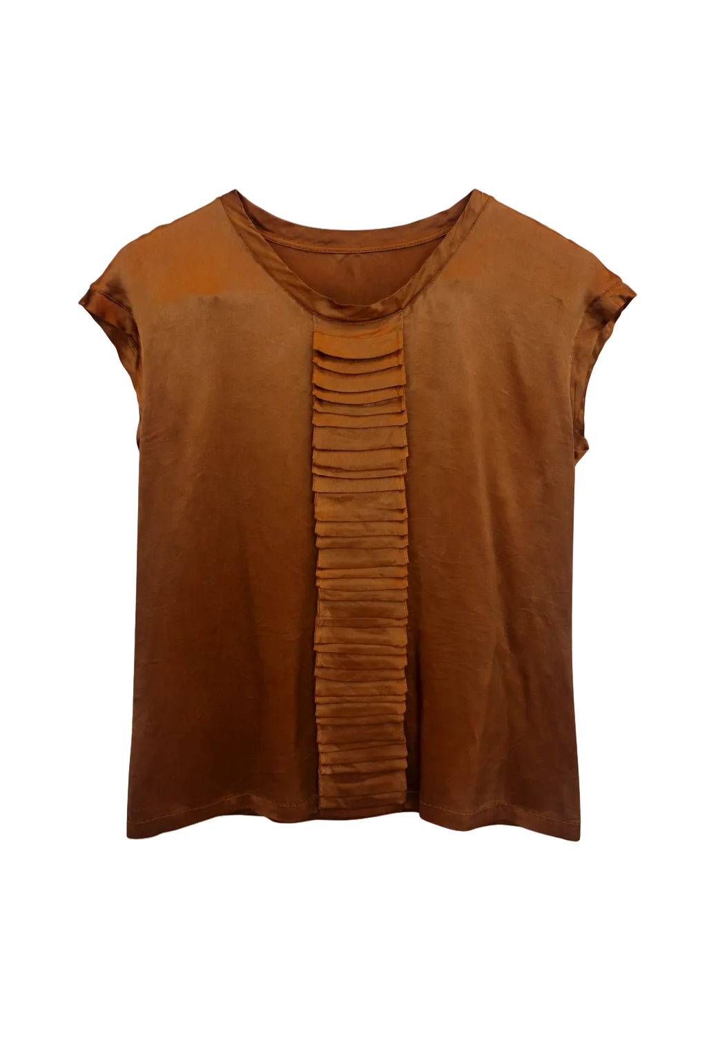 Brown Silk Ruffle Top