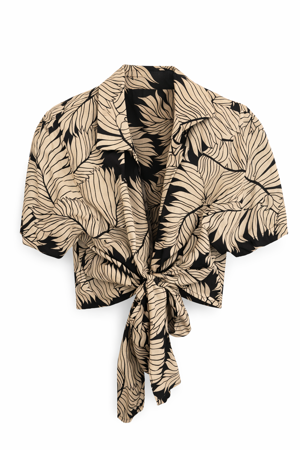 Rare B&W leaf printed wrap top