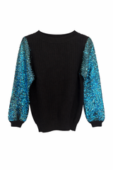 Black Sweater with Sequins Arms