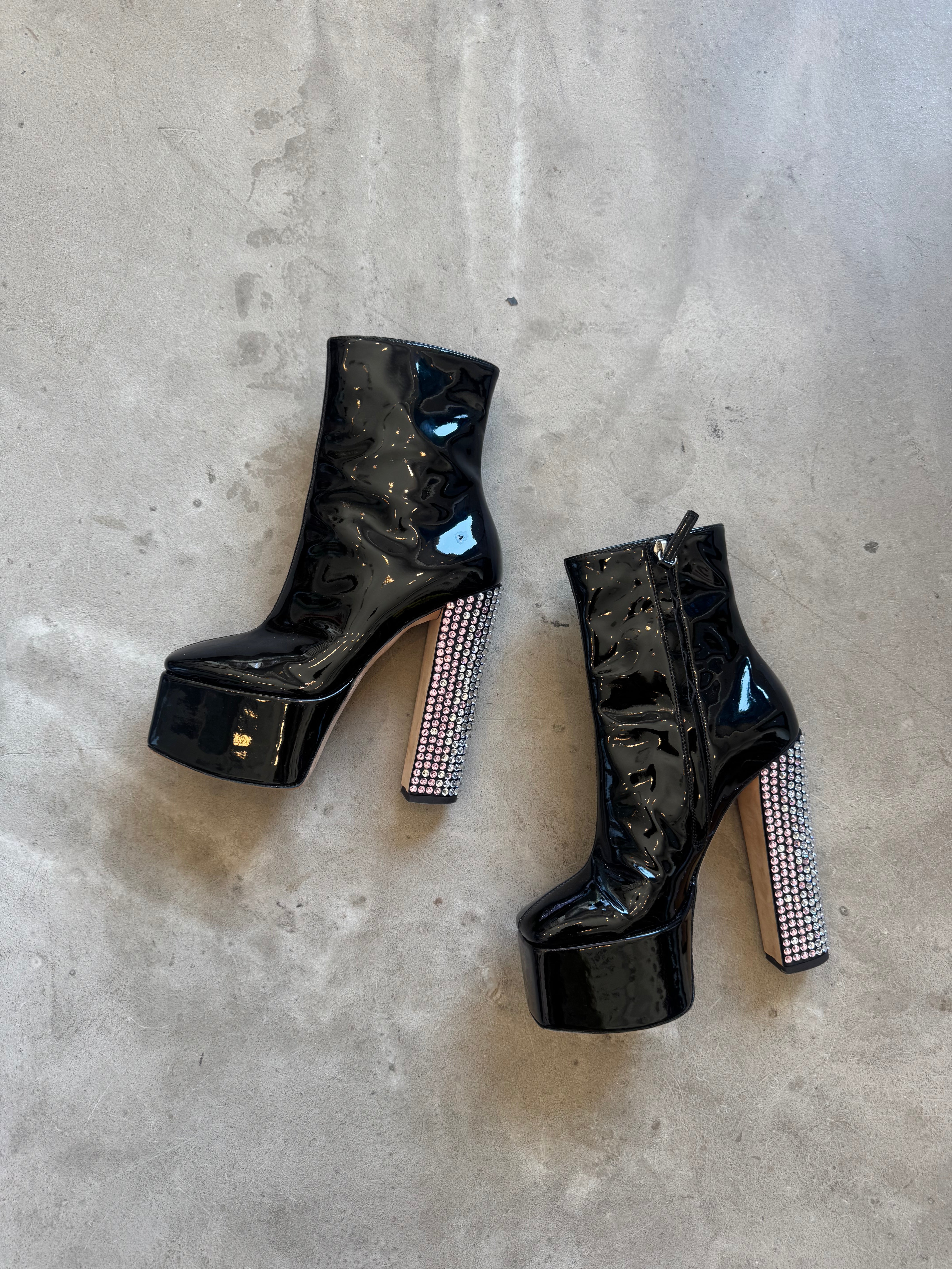 Patent Leather and Rhinestone Platforms
