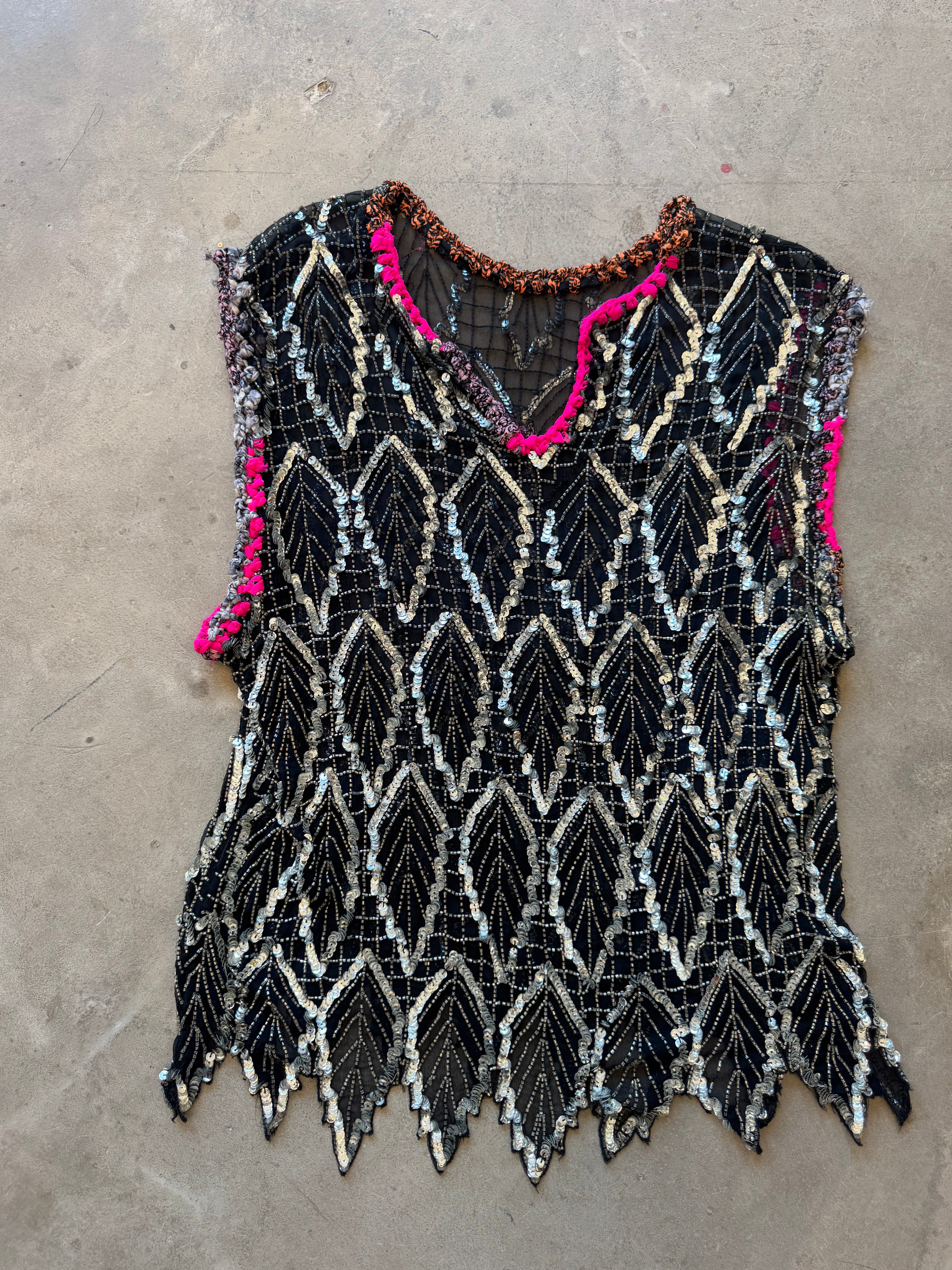 Beaded re Worked vintage top