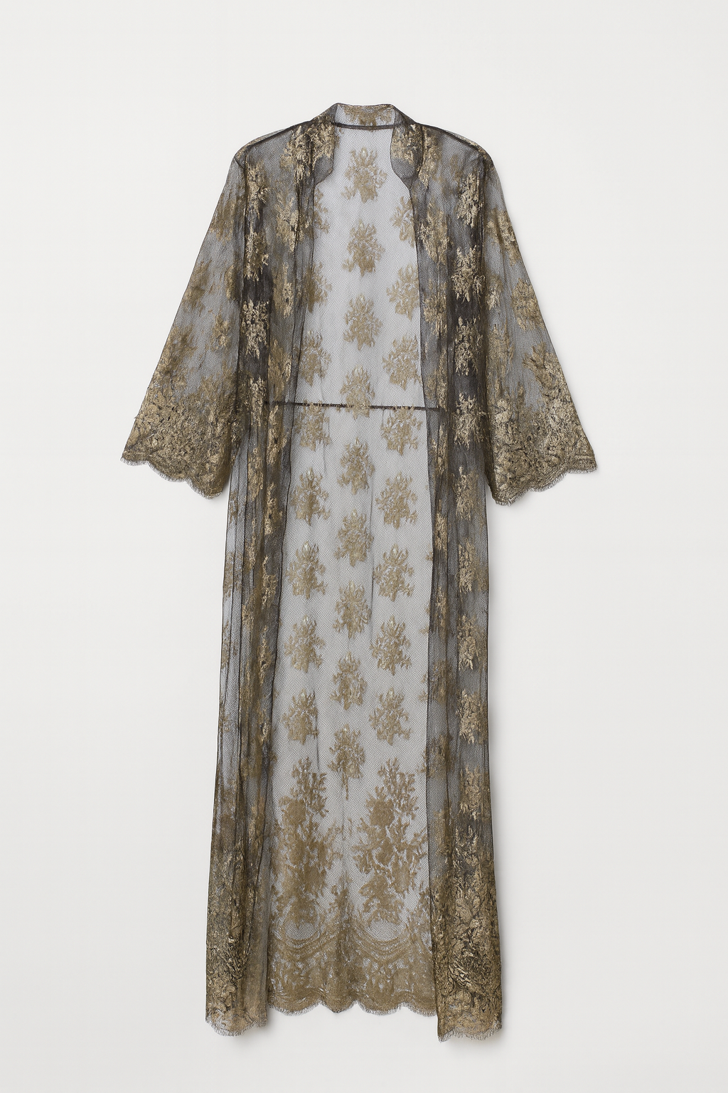 Lace Robe with Gold Thread and Black Slip