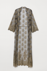 Lace Robe with Gold Thread and Black Slip