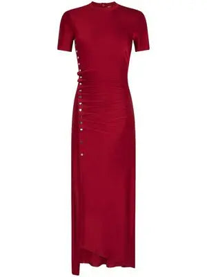 Burgundy Dress with Buttons