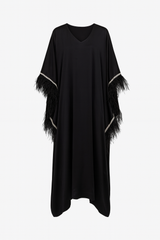 Silk Rhinestone and Feather Caftan