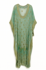 Aqua Caftan with Gold Thread