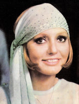 Soft Green Ruffle Dress with Rhinestones and scarf