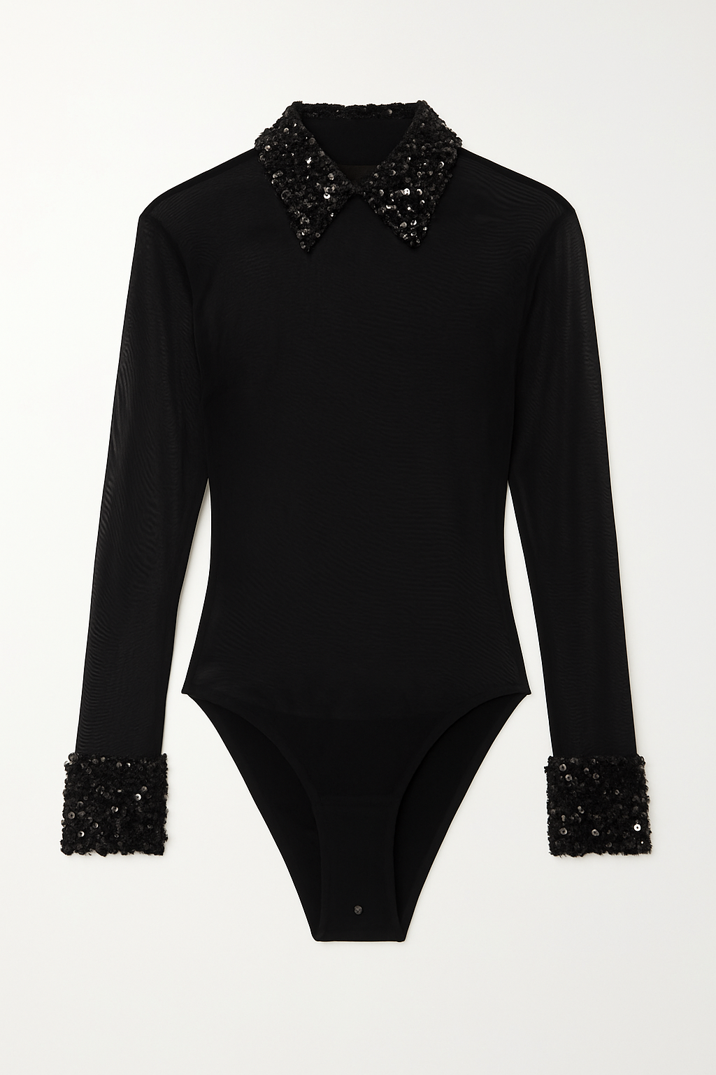 Sheer BodySuit with sequins Collar