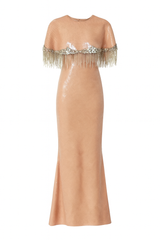 Pink Sequins Dress with Diamanté Cape (42)