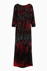 Red and Black Fish scale Sequins Gown