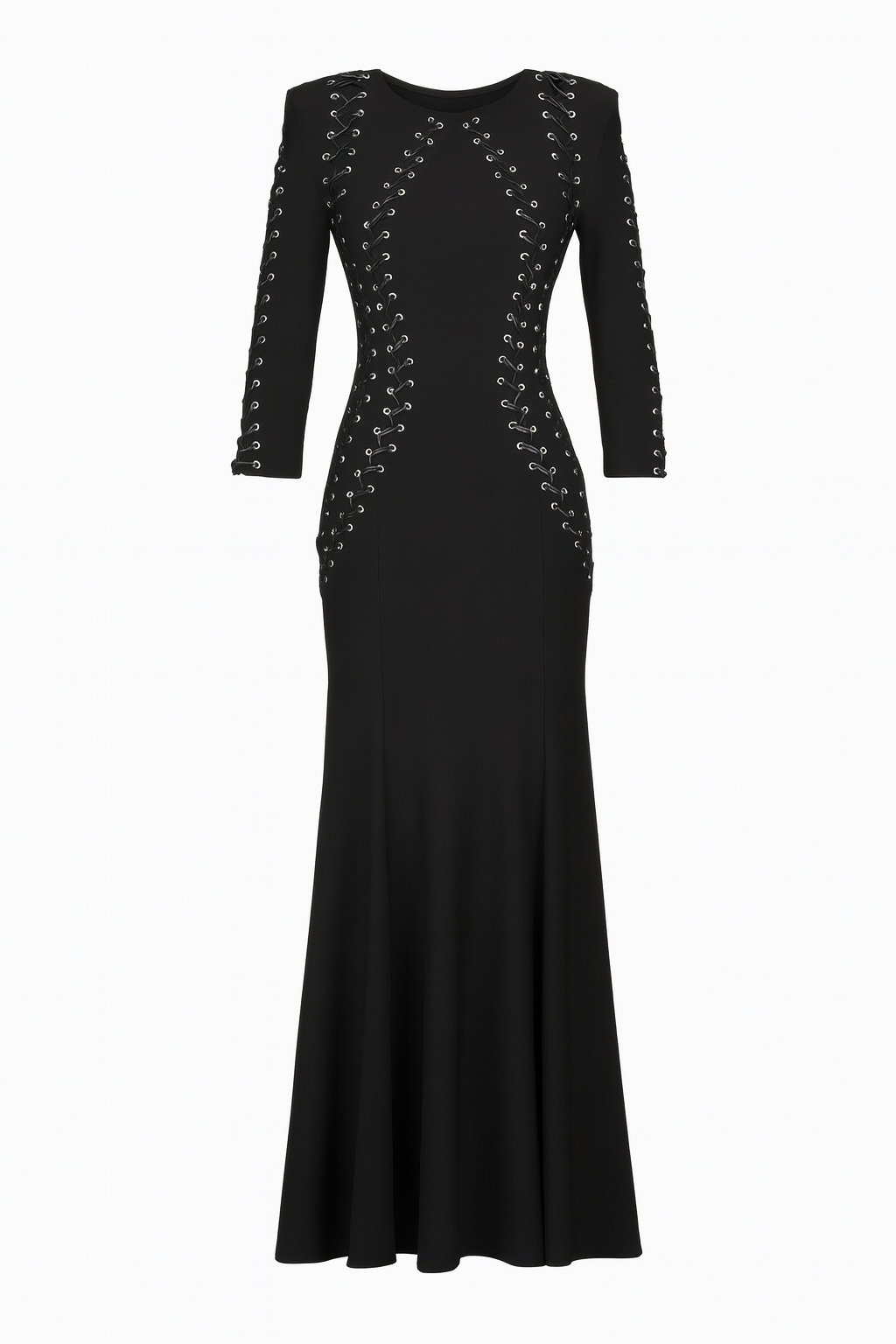 Black Lace Up Gown