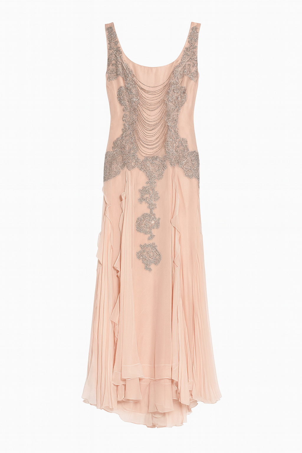 Baby Pink and Silver beading Vintage Gown