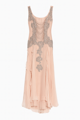 Baby Pink and Silver beading Vintage Gown