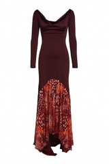 Vintage Gown with Fishtail Printed Train and Bust