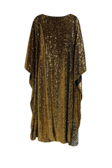 Custom Gold Sequins Caftan With Winged Sleeves