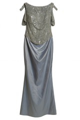 Beaded Gown with Metallic Mermaid Skirt